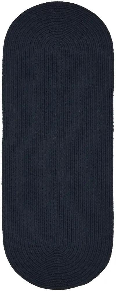 Solid Poly Braided Area Rugs Navy