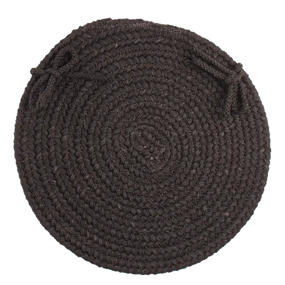 Solid Poly Braided Area Rugs Black