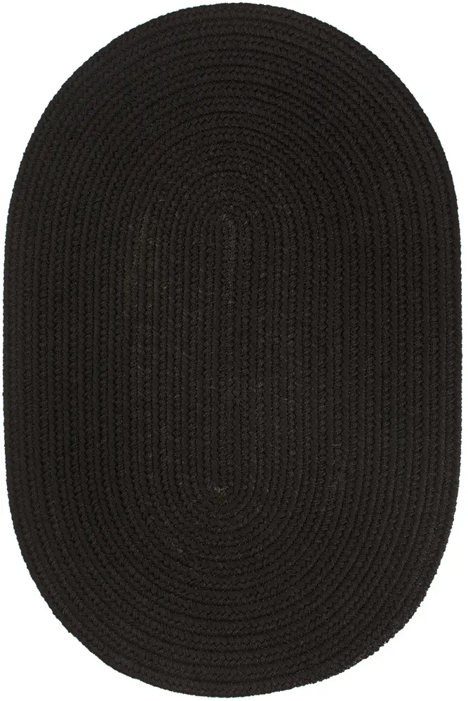 Solid Poly Braided Area Rugs Black