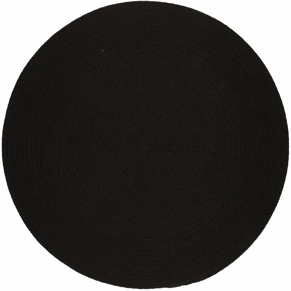 Solid Poly Braided Area Rugs Black