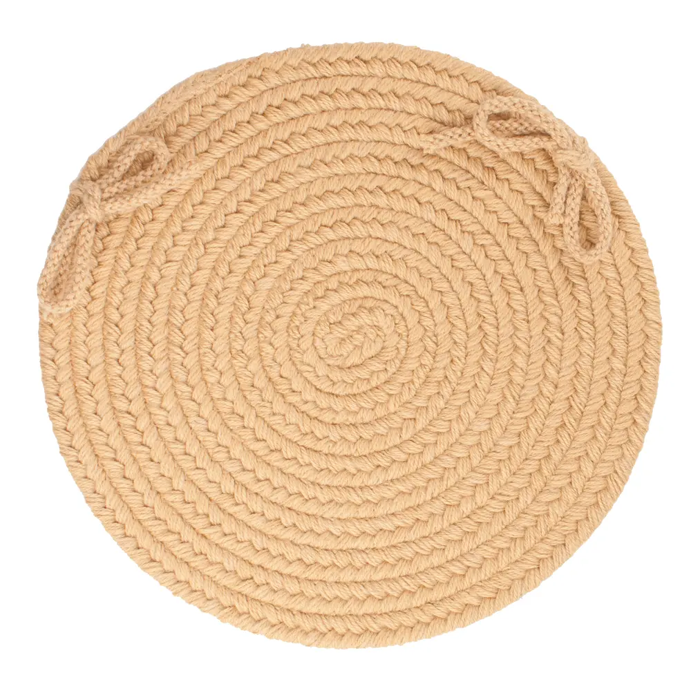 Solid Wool Braided Area Rugs Wheat