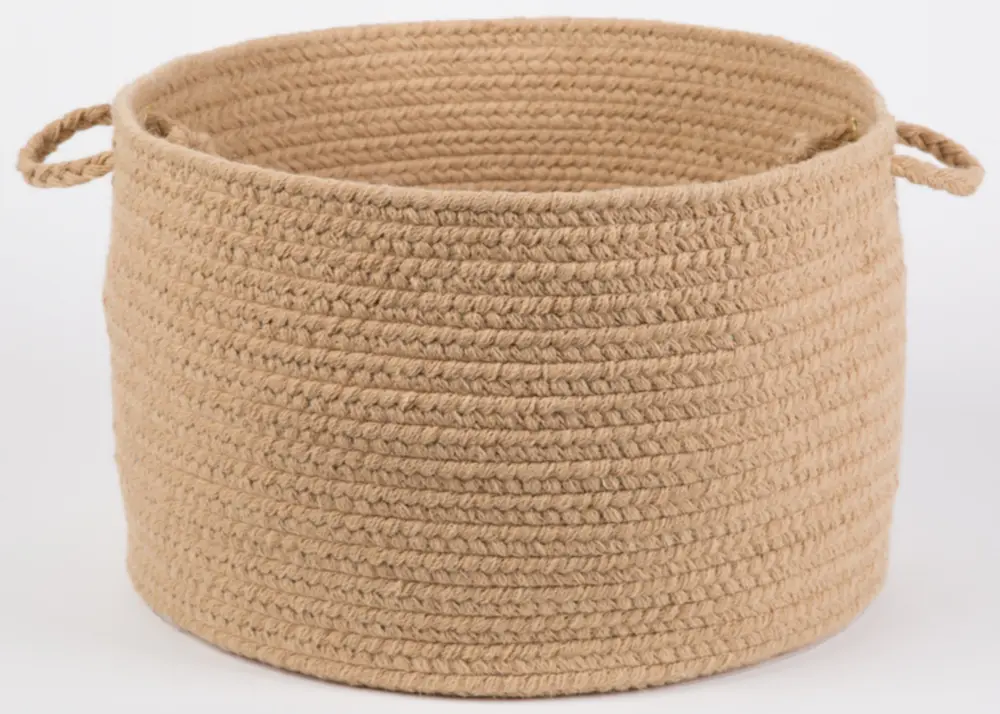 Solid Wool Braided Area Rugs Wheat