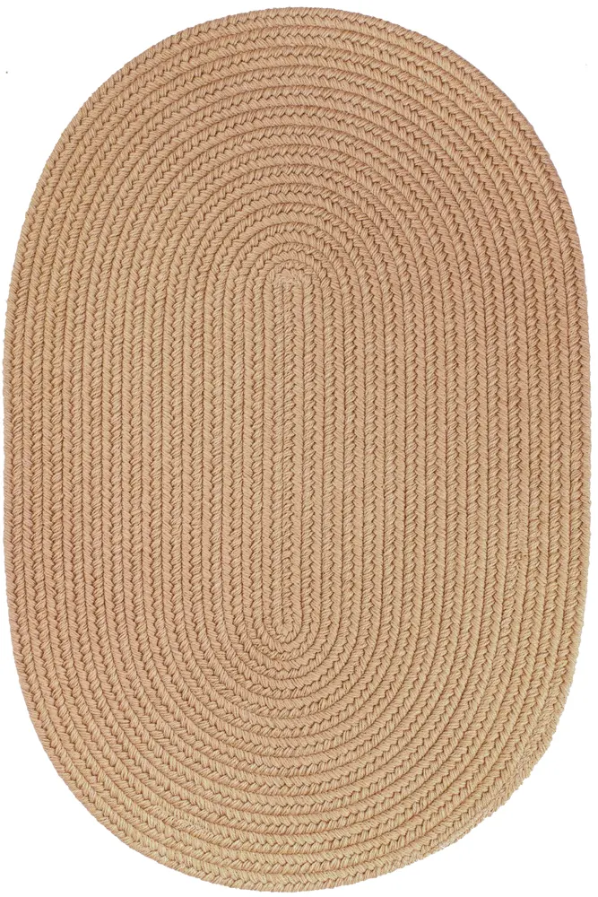 Solid Wool Braided Area Rugs Wheat