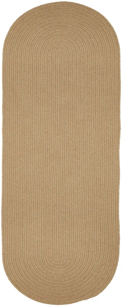 Solid Wool Braided Area Rugs Wheat