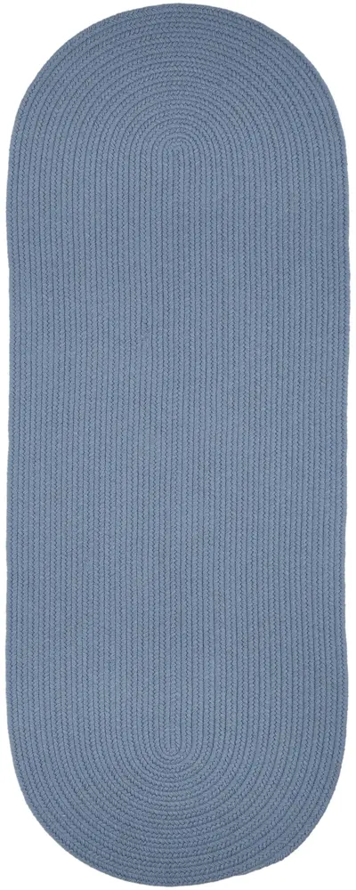 Solid Wool Braided Area Rugs Blue Bonnet
