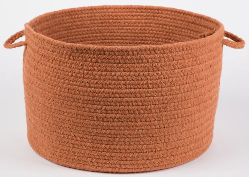 Solid Wool Braided Area Rugs Terra Cotta