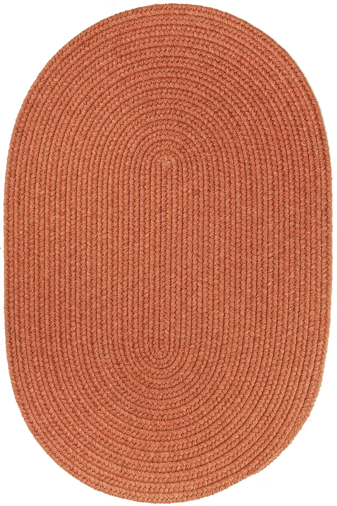 Solid Wool Braided Area Rugs Terra Cotta