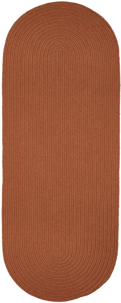 Solid Wool Braided Area Rugs Terra Cotta