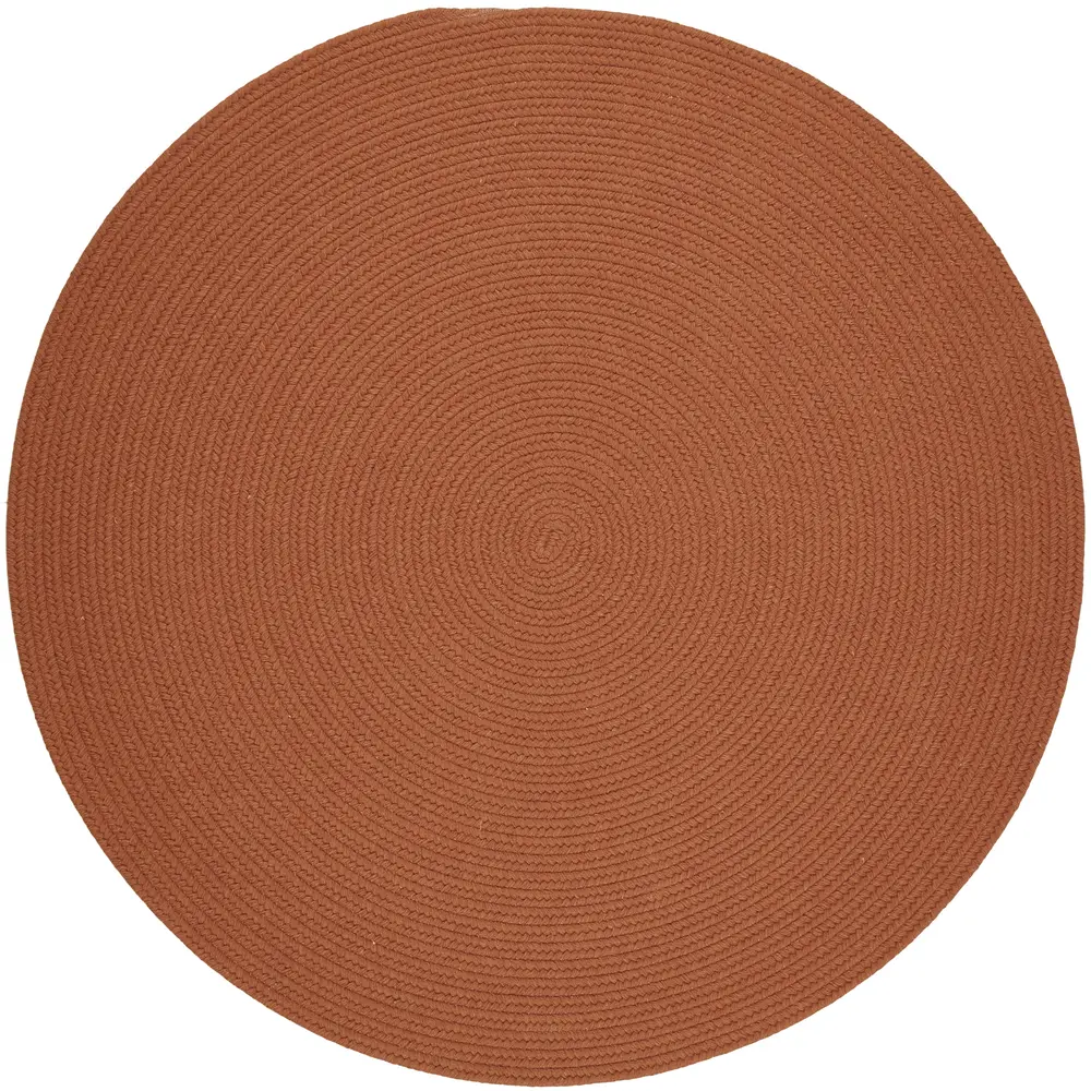 Solid Wool Braided Area Rugs Terra Cotta