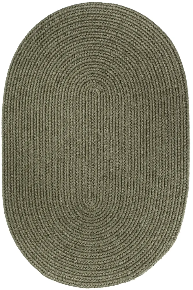 Solid Wool Braided Area Rugs Moss Green