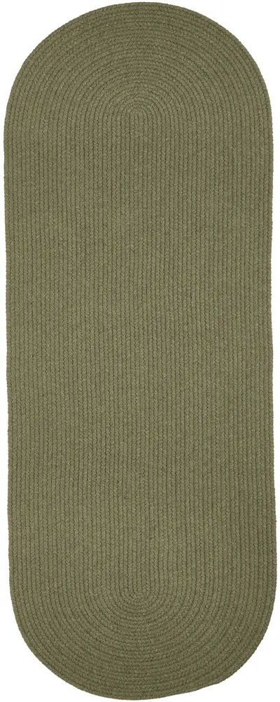 Solid Wool Braided Area Rugs Moss Green