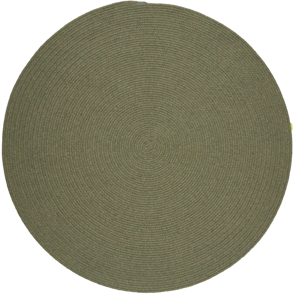 Solid Wool Braided Area Rugs Moss Green