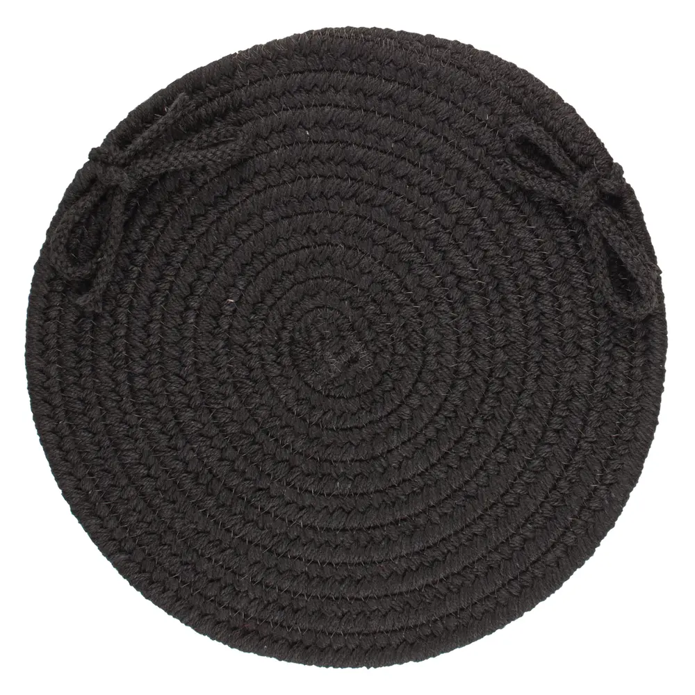 Solid Wool Braided Area Rugs Black