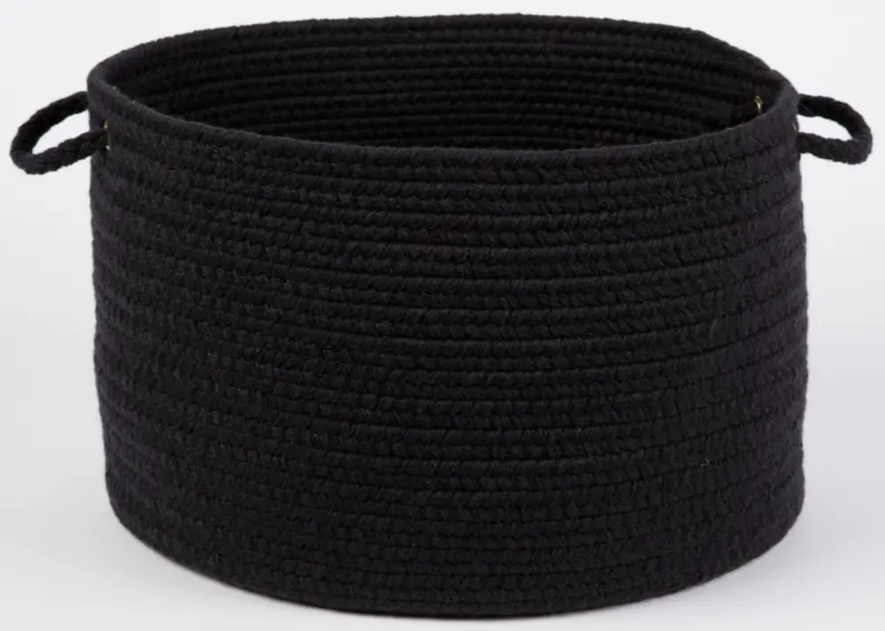 Solid Wool Braided Area Rugs Black