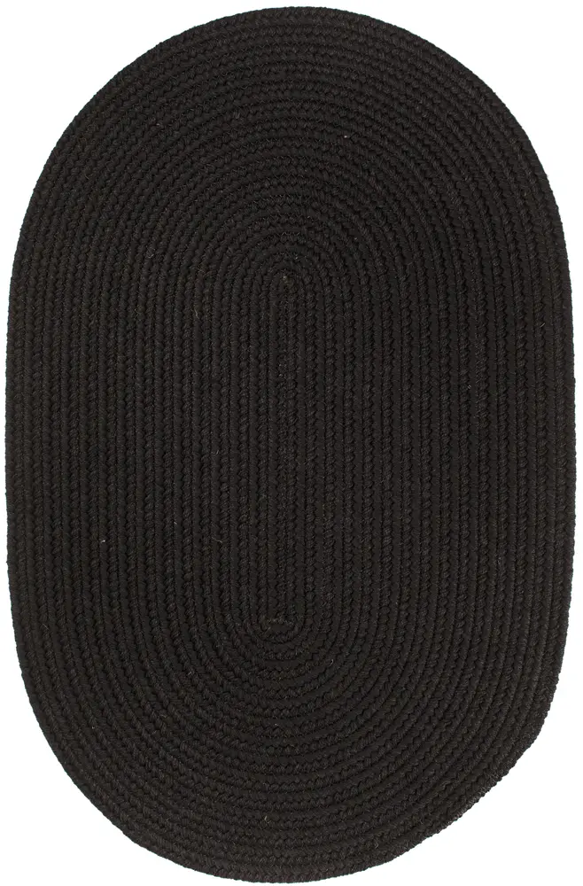 Solid Wool Braided Area Rugs Black