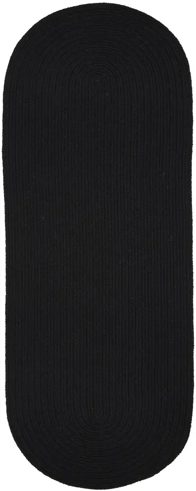 Solid Wool Braided Area Rugs Black
