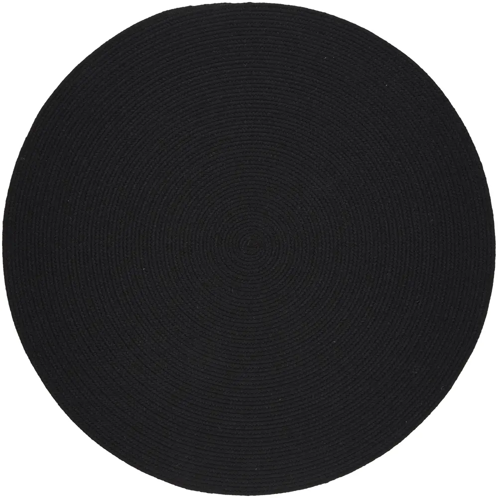 Solid Wool Braided Area Rugs Black