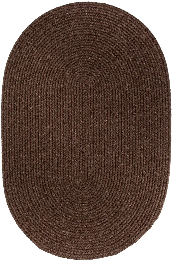 Solid Wool Braided Area Rugs Walnut