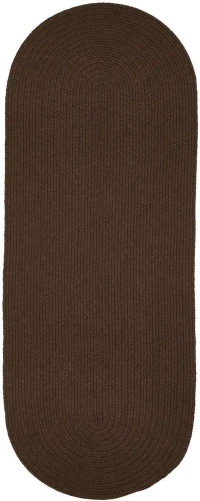 Solid Wool Braided Area Rugs Walnut