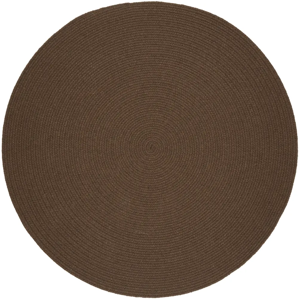 Solid Wool Braided Area Rugs Walnut
