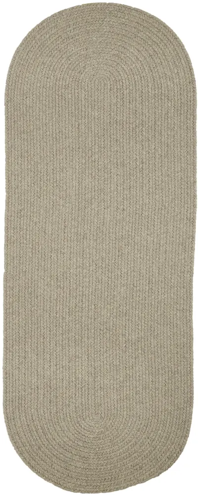 Solid Wool Braided Area Rugs Lt. Gray