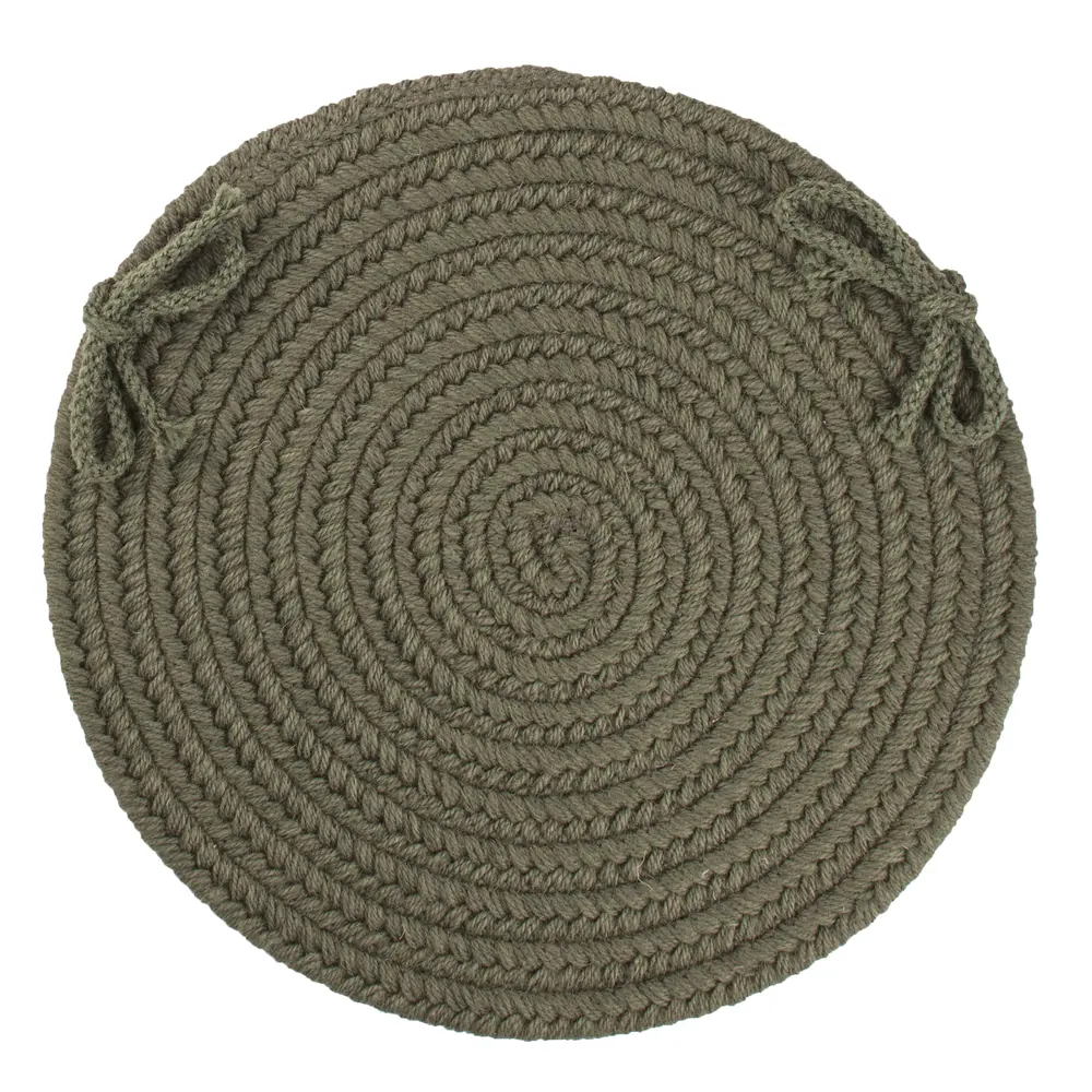 Solid Wool Braided Area Rugs Dk. Sage