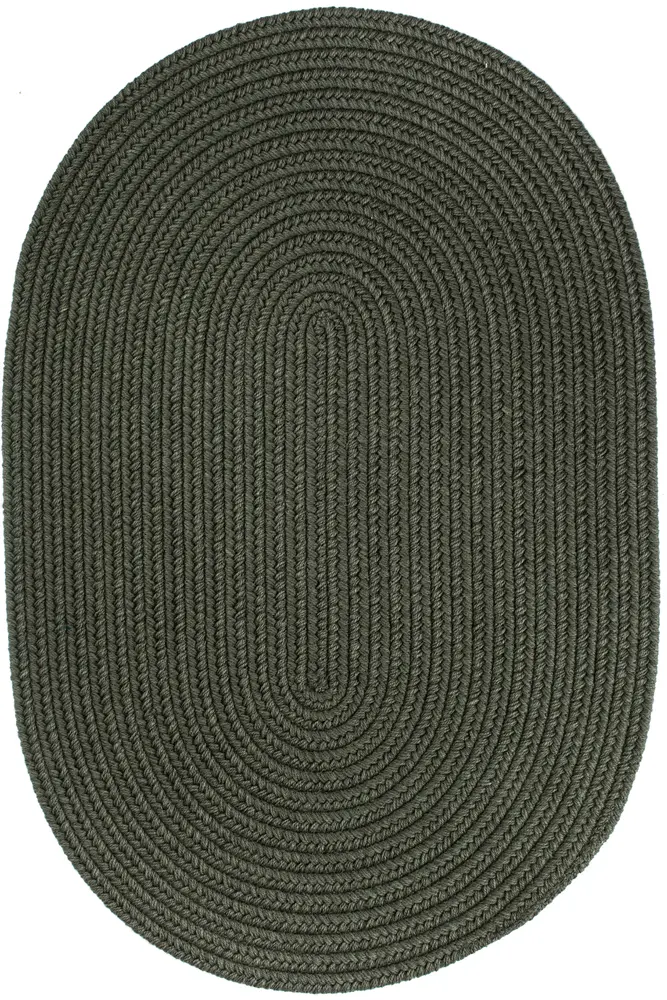Solid Wool Braided Area Rugs Dk. Sage