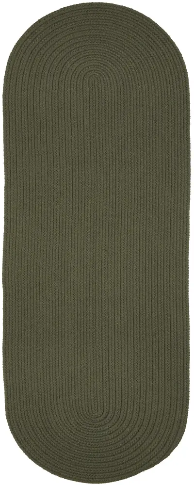 Solid Wool Braided Area Rugs Dk. Sage
