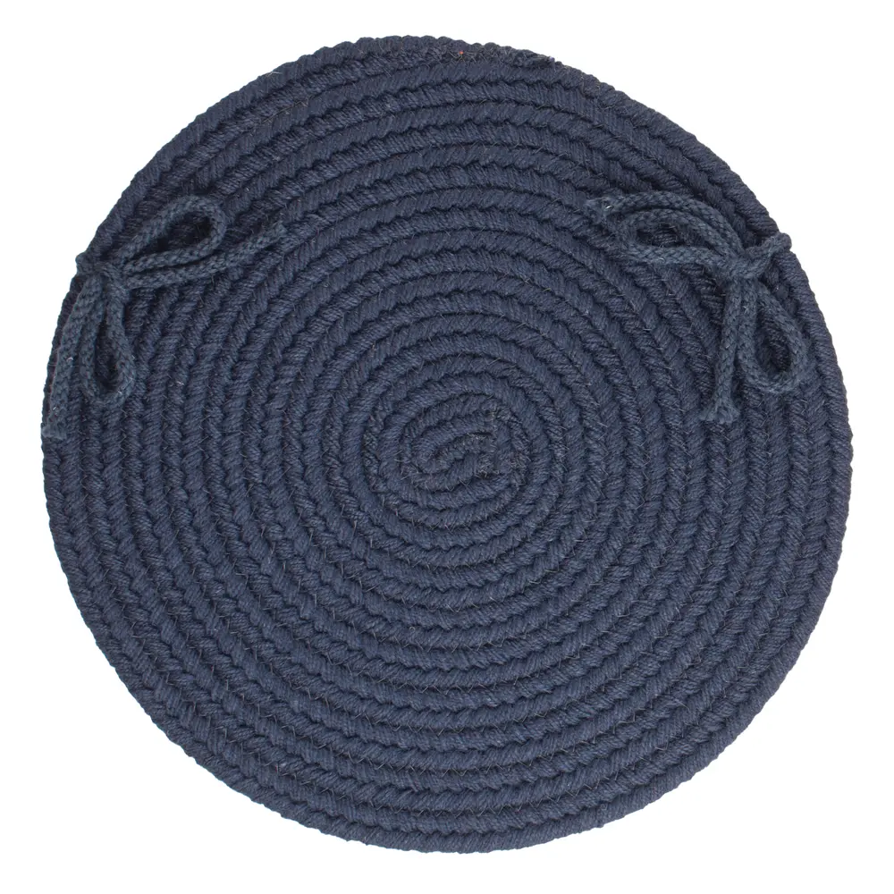 Solid Wool Braided Area Rugs Navy