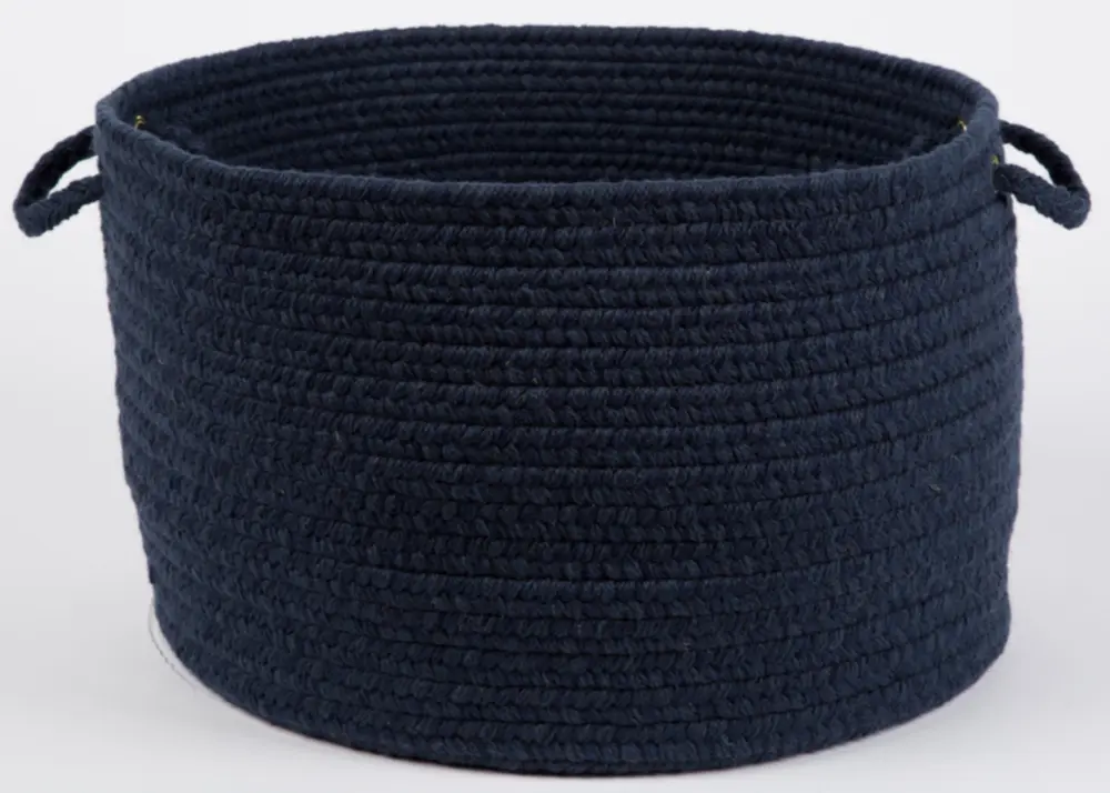 Solid Wool Braided Area Rugs Navy