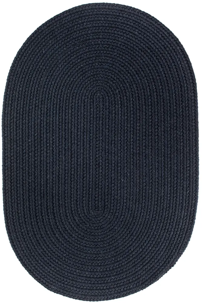Solid Wool Braided Area Rugs Navy
