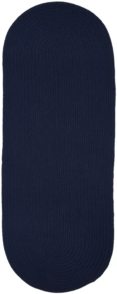Solid Wool Braided Area Rugs Navy