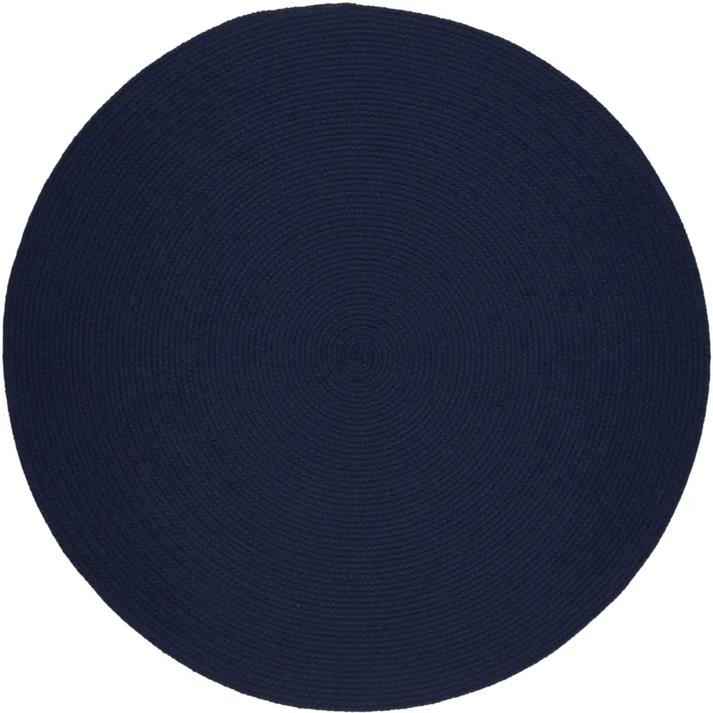 Solid Wool Braided Area Rugs Navy