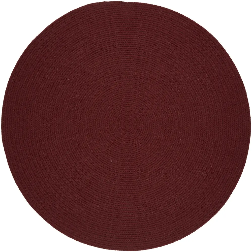 Solid Wool Braided Area Rugs Red Wine