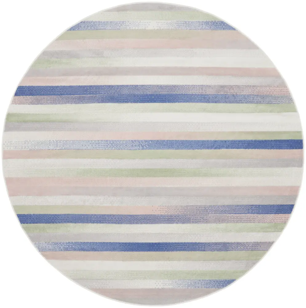 Nourison Whimsicle 8' x Round Ivory Multicolor Modern Indoor Rug