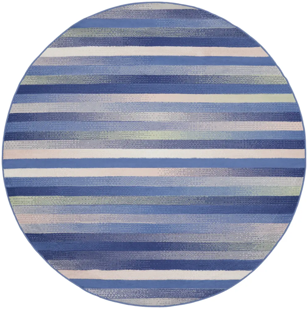 Nourison Whimsicle 5' x Round Blue Multicolor Modern Indoor Rug