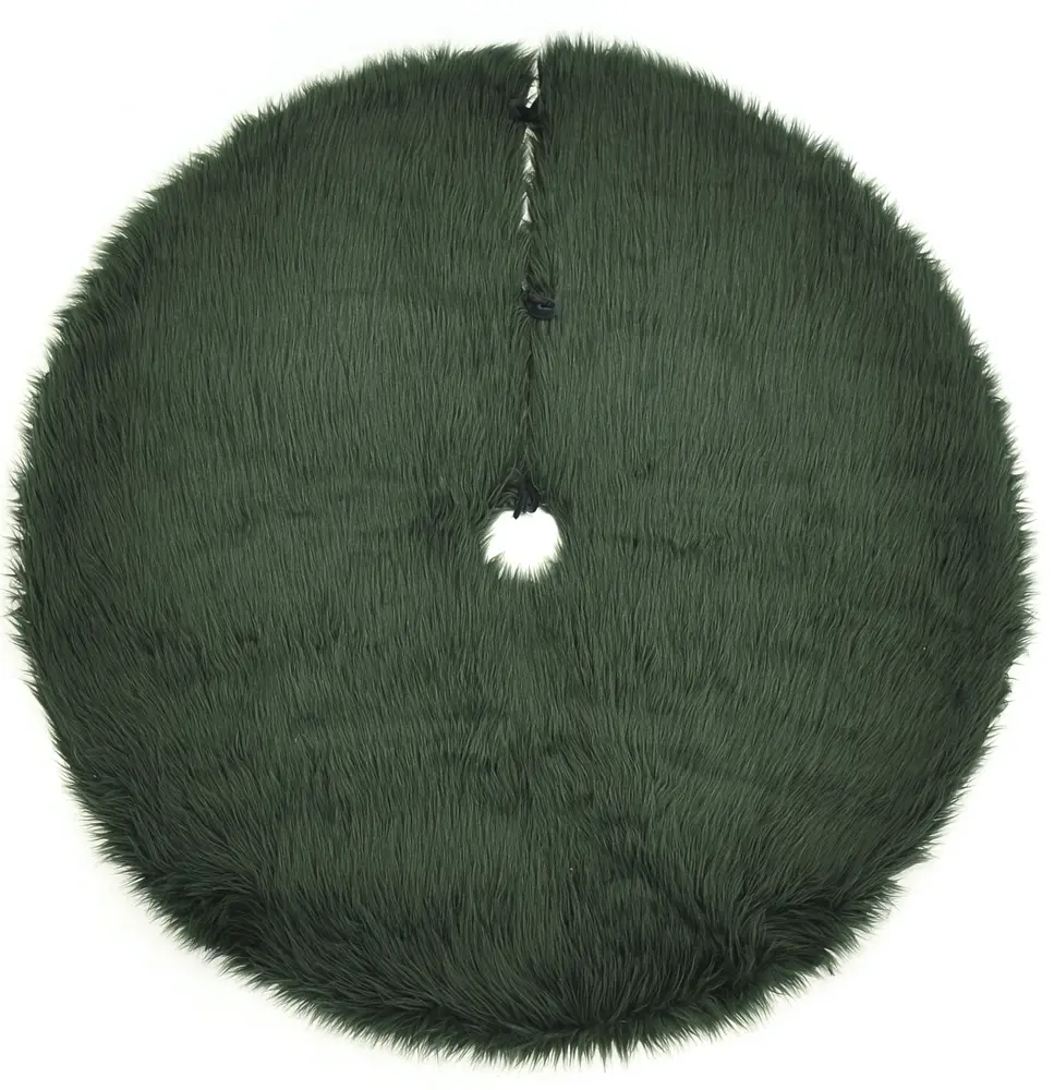 Momeni Furry Tree Skirt 5' X 5' Round Green Modern