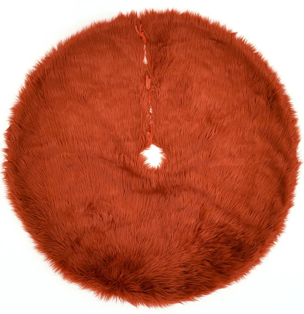 Momeni Furry Tree Skirt 5' X 5' Round Red Modern