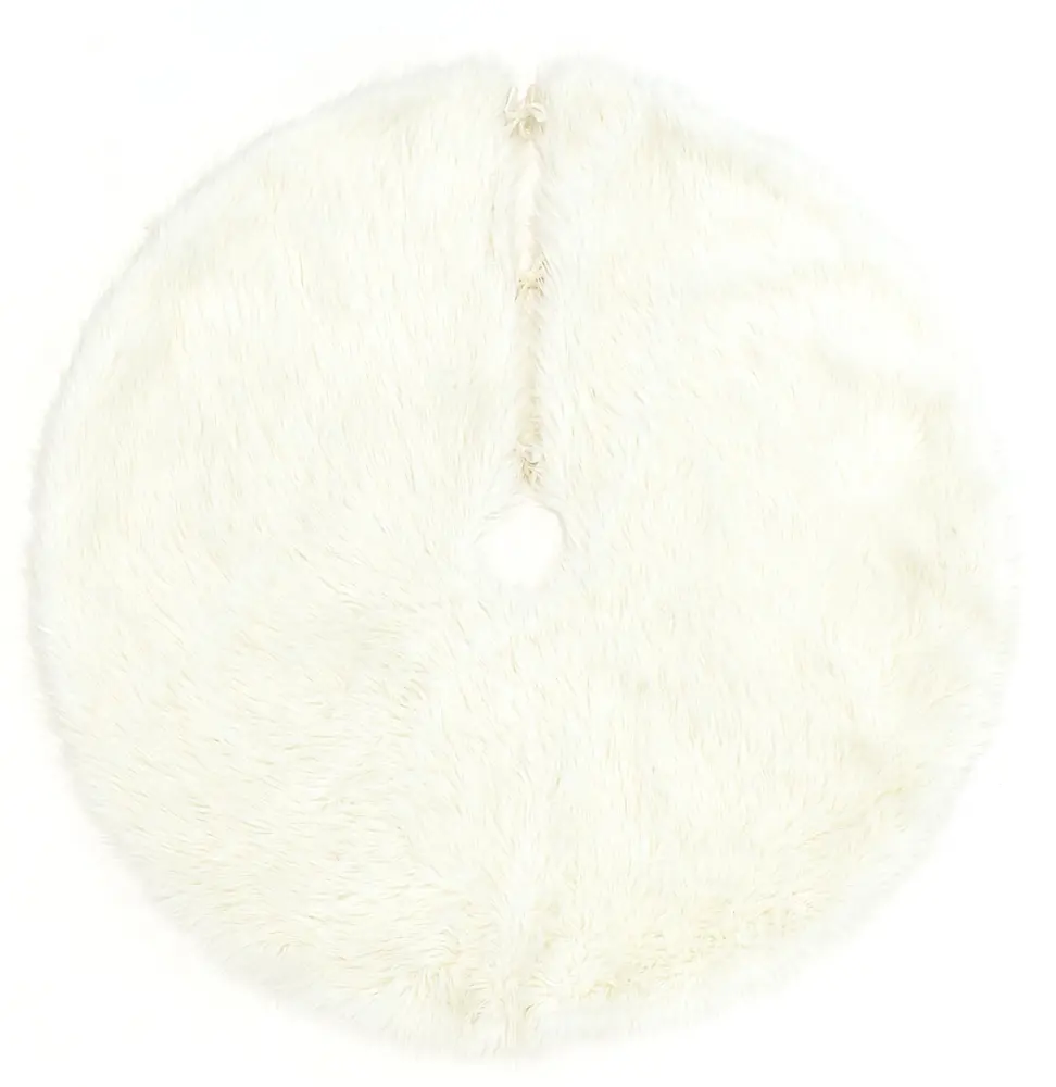 Momeni Furry Tree Skirt 5' X 5' Round White Modern