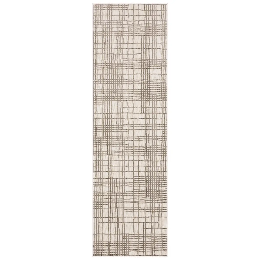 Hunter HNT01 Ivory/ Brown Indoor Area Rug - 2'3