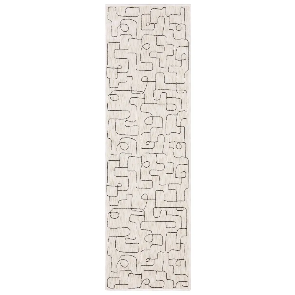 Hunter HNT06 Beige/ Black Indoor Area Rug - 2'3