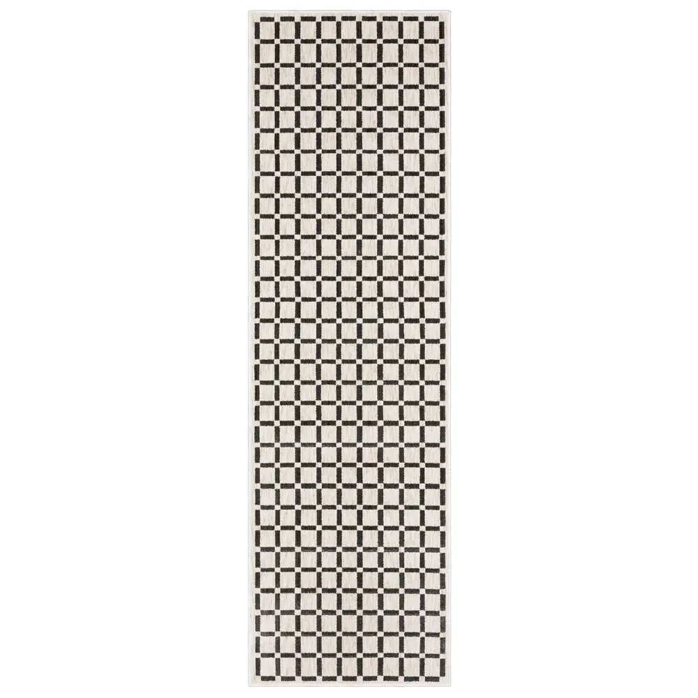 Hunter HNT08 Beige/ Black Indoor Area Rug - 2'3