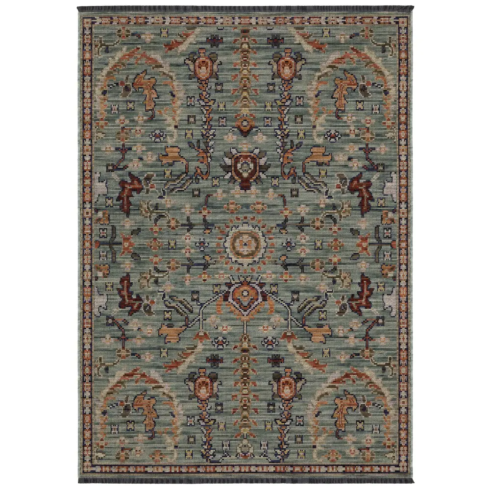 Legacy LGY05 Teal / Rust Indoor Indoor - 2' x  3'