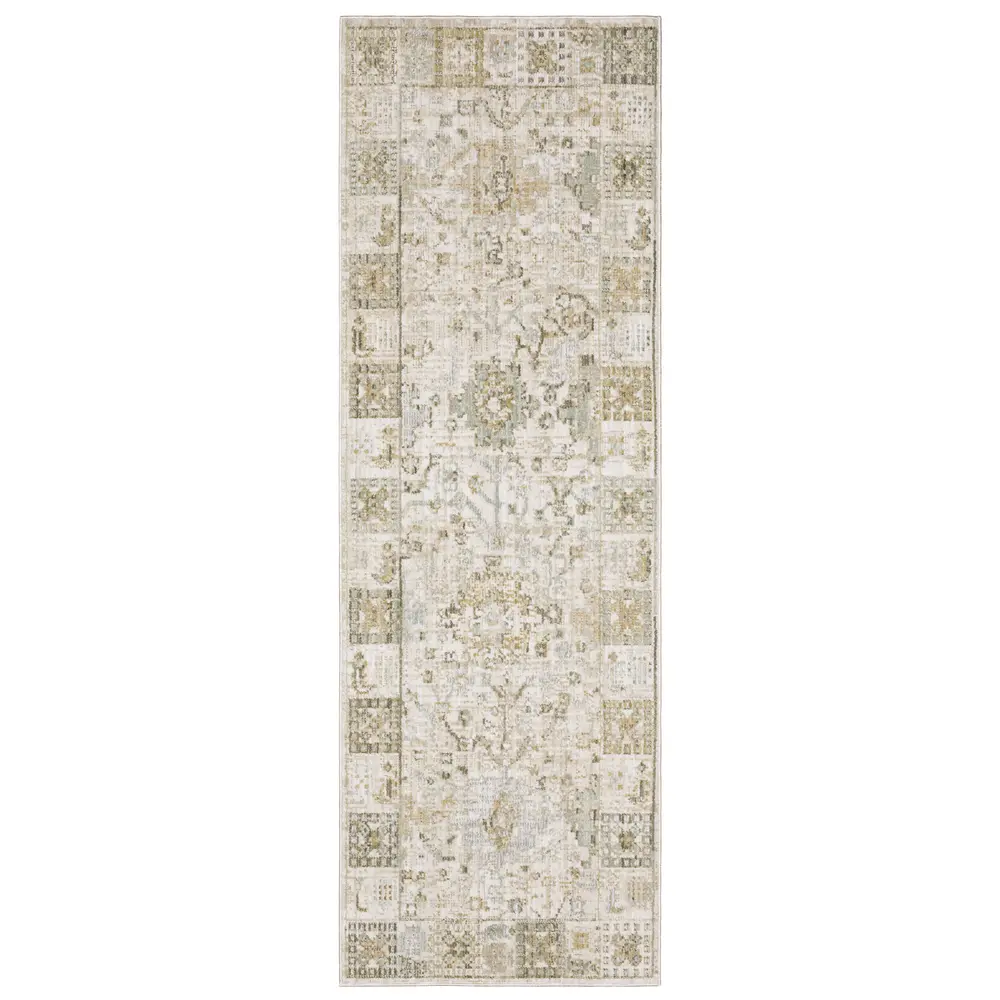 Lola LLA02 Gold/Pale Blue Indoor Area Rug - 2'7