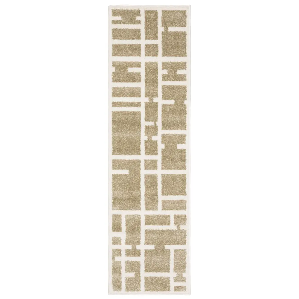 Quinn QUI04 Beige/ Ivory Indoor Area Rug - 2' x 7'