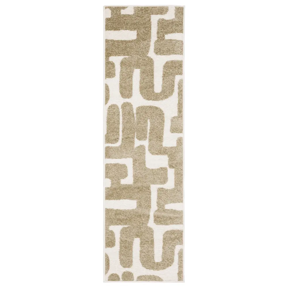 Quinn QUI09 Beige/ Ivory Indoor Area Rug - 2' x 7'