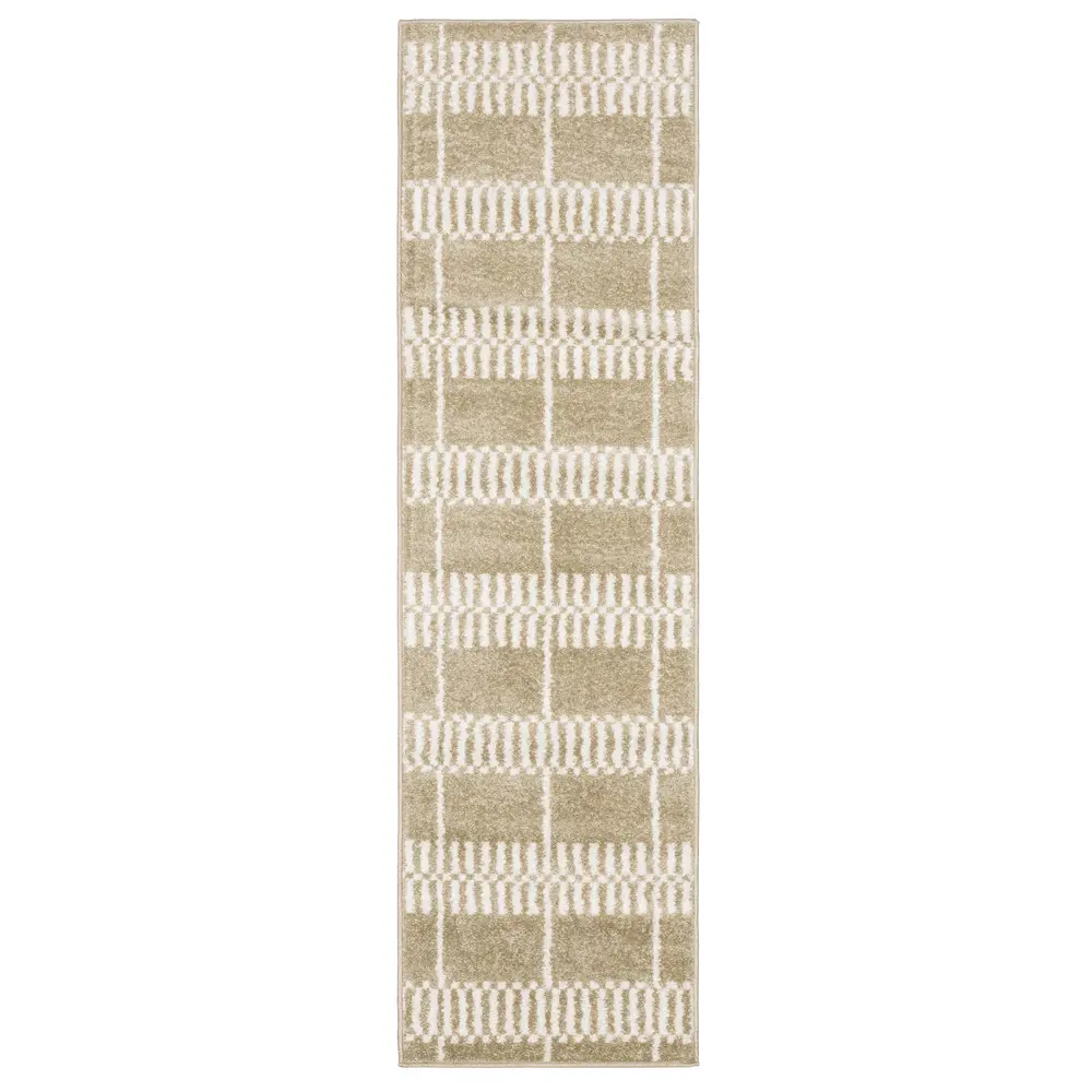 Quinn QUI05 Beige/ Ivory Indoor Area Rug - 2' x 7'