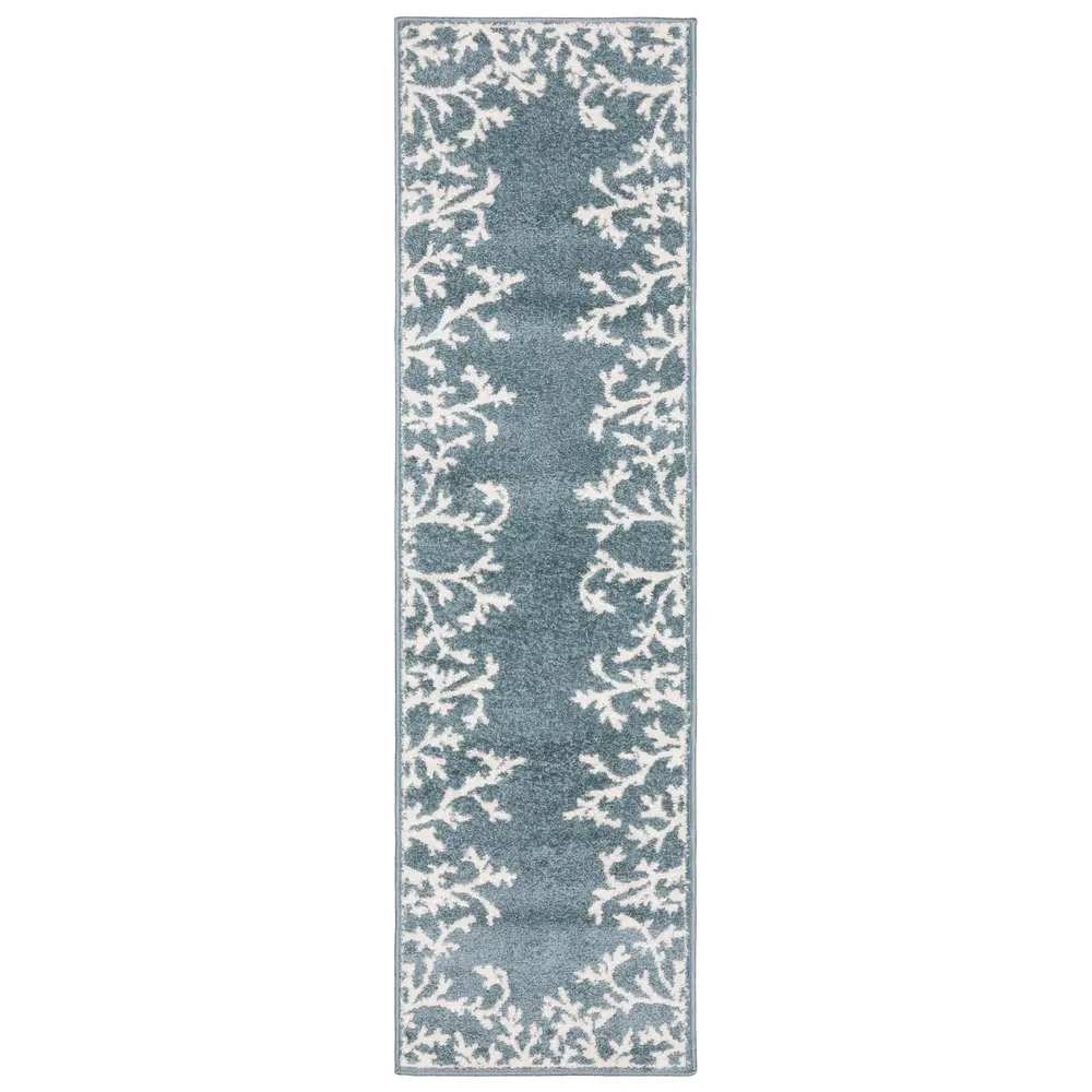 Quinn QUI07 Blue/ Ivory Indoor Area Rug - 2' x 7'