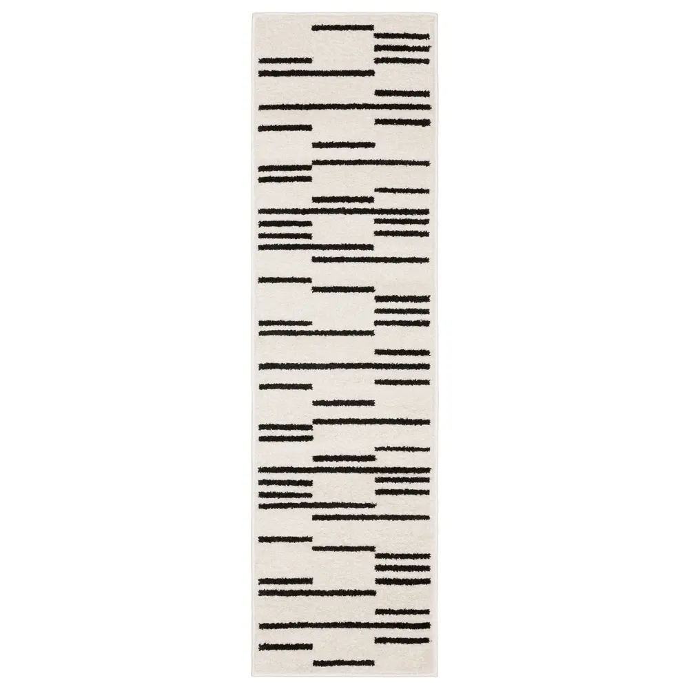 Quinn QUI10 Beige/ Black Indoor Area Rug - 2' x 7'