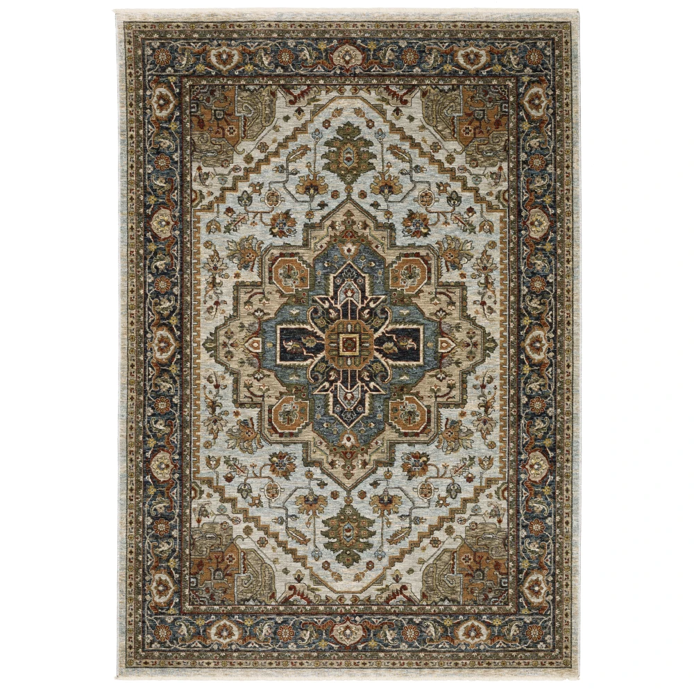 Aberdeen 1144W Beige/ Sky Blue Indoor Area Rug - 3'3